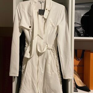 Fashion Nova White Coat with Button Accents